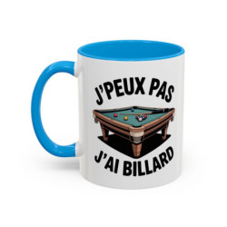 Mug “J’peux pas j’ai billard” – Tasse Céramique Humour Joueur de Billard – Cadeau Fun Sport Bar et Maison