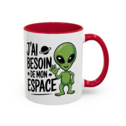 Mug “J’ai besoin de mon espace” – Tasse Céramique Humour Alien – Cadeau Fun Geek et Science-Fiction