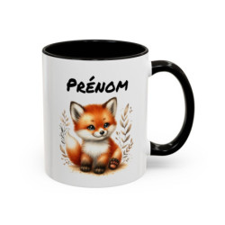 Mug Renard Personnalisable avec Prénom – Tasse Céramique Illustration Animale – Cadeau Mignon Enfant et Adulte