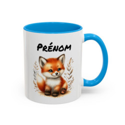 Mug Renard Personnalisable avec Prénom – Tasse Céramique Illustration Animale – Cadeau Mignon Enfant et Adulte