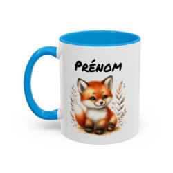 Mug Renard Personnalisable avec Prénom – Tasse Céramique Illustration Animale – Cadeau Mignon Enfant et Adulte