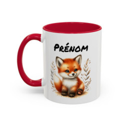 Mug Renard Personnalisable avec Prénom – Tasse Céramique Illustration Animale – Cadeau Mignon Enfant et Adulte