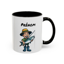 Mug Pêche Personnalisable avec Prénom – Tasse Céramique Pêcheur et Poisson – Cadeau Passion Pêche