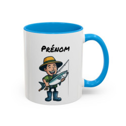 Mug Pêche Personnalisable avec Prénom – Tasse Céramique Pêcheur et Poisson – Cadeau Passion Pêche