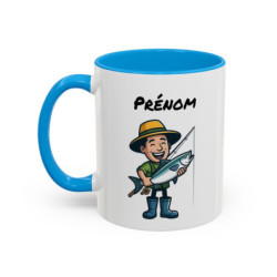 Mug Pêche Personnalisable avec Prénom – Tasse Céramique Pêcheur et Poisson – Cadeau Passion Pêche