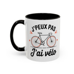 Mug “J’peux pas j’ai vélo” – Tasse Céramique Humour Cycliste – Cadeau Fan de Vélo Route & Ville
