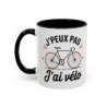 Mug “J’peux pas j’ai vélo” – Tasse Céramique Humour Cycliste – Cadeau Fan de Vélo Route & Ville