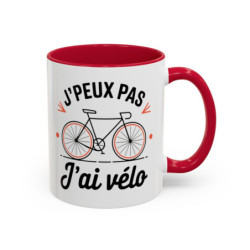 Mug “J’peux pas j’ai vélo” – Tasse Céramique Humour Cycliste – Cadeau Fan de Vélo Route & Ville