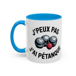 Mug “J’peux pas j’ai Pétanque” – Tasse Céramique Humour Sport – Cadeau Fan Pétanque & Apéro