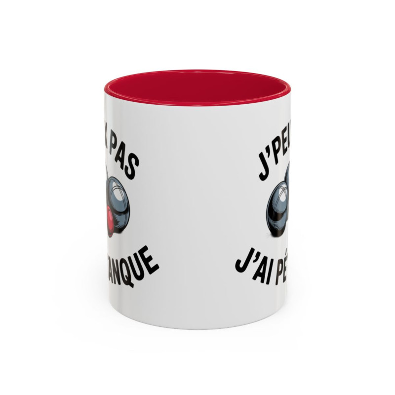 Mug “J’peux pas j’ai Pétanque” – Tasse Céramique Humour Sport – Cadeau Fan Pétanque & Apéro