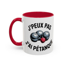 Mug “J’peux pas j’ai Pétanque” – Tasse Céramique Humour Sport – Cadeau Fan Pétanque & Apéro