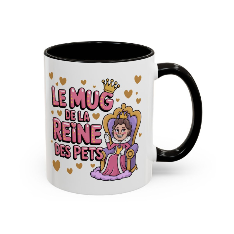 Mug “Reine des Pets” – Tasse Céramique Humour Fun Femme – Cadeau Drôle Anniversaire Collègue Amie  325 ml