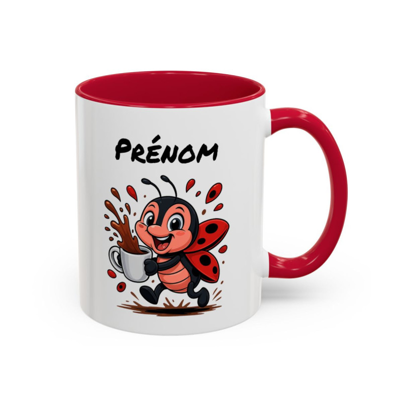 Mug Coccinelle Café Personnalisable – Tasse Humoristique Kawaii – Cadeau Mignon Amoureux du Café