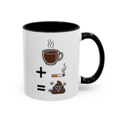 Mug “Café + Cigarette ” – Tasse Céramique Humour Noir – Cadeau Fun Café Fumeur – Micro-ondes & Lave-Vaisselle – 325 ml
