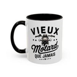 Mug “Vieux Motard Que Jamais” – Tasse Céramique Moto Vintage – Cadeau Humour Motard