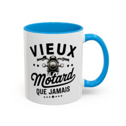 Mug “Vieux Motard Que Jamais” – Tasse Céramique Moto Vintage – Cadeau Humour Motard