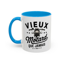 Mug “Vieux Motard Que Jamais” – Tasse Céramique Moto Vintage – Cadeau Humour Motard