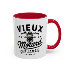 Mug “Vieux Motard Que Jamais” – Tasse Céramique Moto Vintage – Cadeau Humour Motard