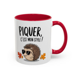 Mug “Piquer, C’est Mon Style !” – Tasse Céramique Hérisson Cool – Humour Original – Cadeau Fun – 325 ml