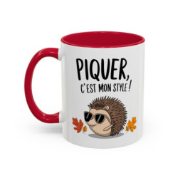 Mug “Piquer, C’est Mon Style !” – Tasse Céramique Hérisson Cool – Humour Original – Cadeau Fun – 325 ml