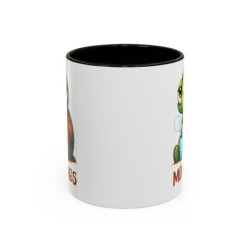 Mug “MORNINGS” – Tasse Céramique Tortue Fatiguée avec Café – Humour Matin – Cadeau Original – 325 ml