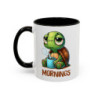 Mug “MORNINGS” – Tasse Céramique Tortue Fatiguée avec Café – Humour Matin – Cadeau Original – 325 ml