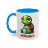 Mug “MORNINGS” – Tasse Céramique Tortue Fatiguée avec Café – Humour Matin – Cadeau Original – 325 ml