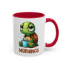 Mug “MORNINGS” – Tasse Céramique Tortue Fatiguée avec Café – Humour Matin – Cadeau Original – 325 ml