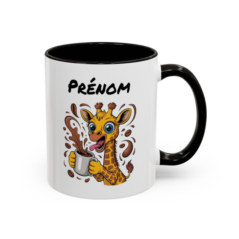 Mug Girafe Buveuse de Café – Tasse Céramique Animal Humoristique – Cadeau Original Personnalisable