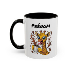 Mug Girafe Buveuse de Café – Tasse Céramique Animal Humoristique – Cadeau Original Personnalisable