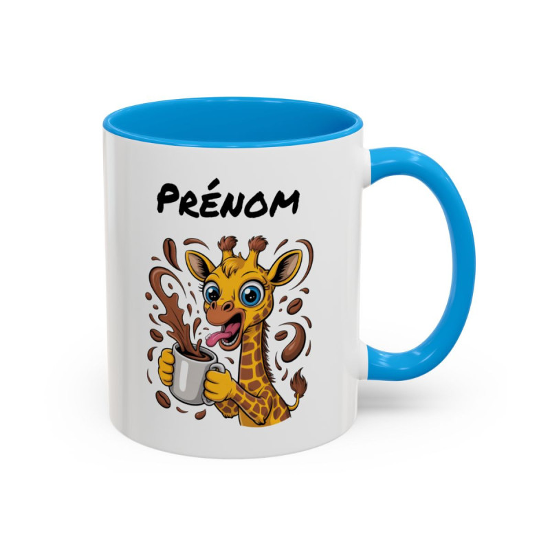 Mug Girafe Buveuse de Café – Tasse Céramique Animal Humoristique – Cadeau Original Personnalisable