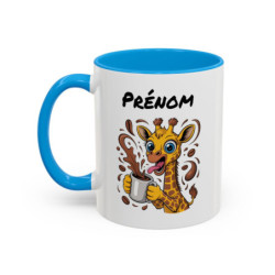Mug Girafe Buveuse de Café – Tasse Céramique Animal Humoristique – Cadeau Original Personnalisable