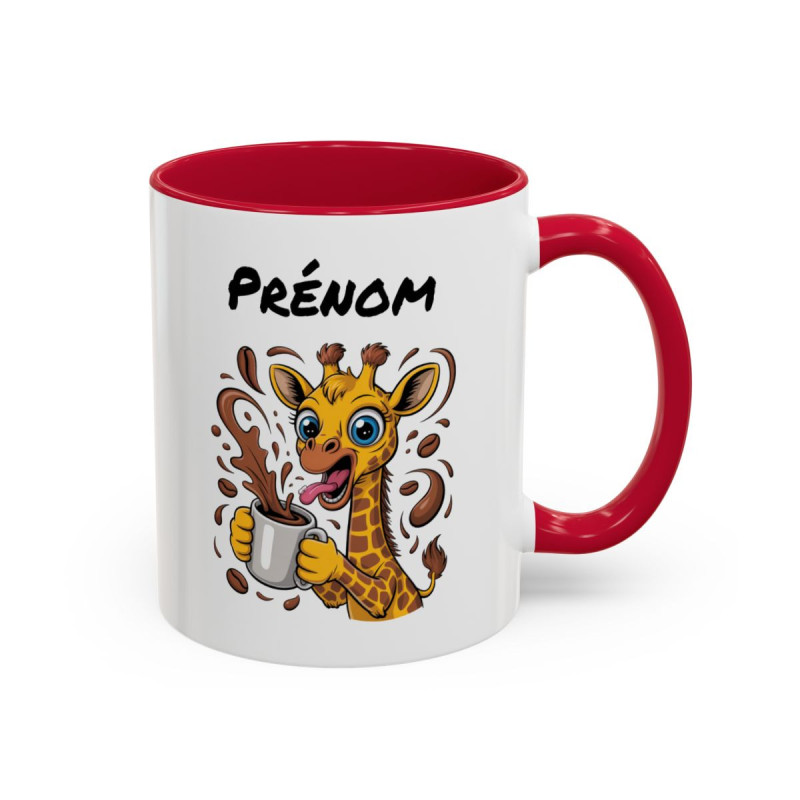 Mug Girafe Buveuse de Café – Tasse Céramique Animal Humoristique – Cadeau Original Personnalisable
