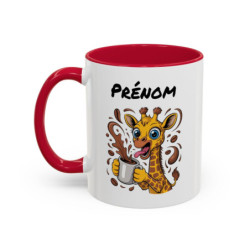 Mug Girafe Buveuse de Café – Tasse Céramique Animal Humoristique – Cadeau Original Personnalisable