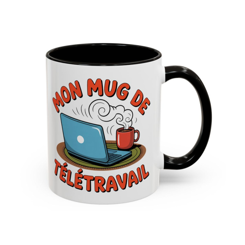 Tasse Mon Mug de Télétravail – Mug Humour Travail à Domicile – Cadeau Télétravail Bureau