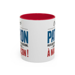 Tasse C’est Moi le Patron – Mug Texte Humoristique  Cadeau Bureau Original Design Noir Bleu Rouge  325 ml