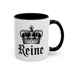 Tasse Reine avec Couronne – Mug Femme Élégant et Royal – Cadeau Reine du Quotidien – Noir Bleu Rouge – 325 ml