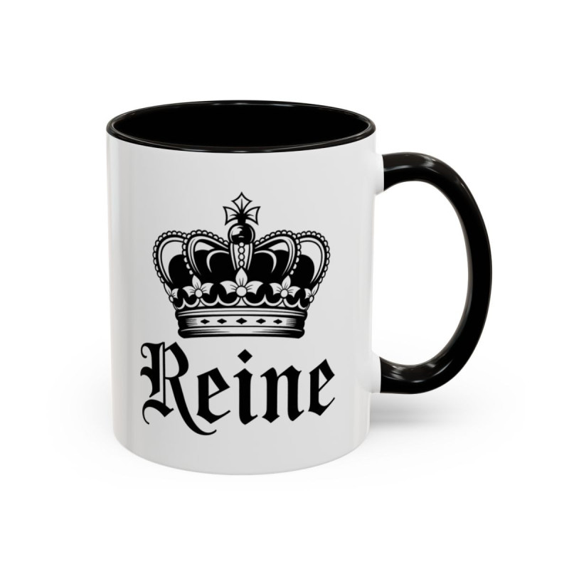 Tasse Reine avec Couronne – Mug Femme Élégant et Royal – Cadeau Reine du Quotidien – Noir Bleu Rouge – 325 ml