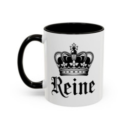 Tasse Reine avec Couronne – Mug Femme Élégant et Royal – Cadeau Reine du Quotidien – Noir Bleu Rouge – 325 ml