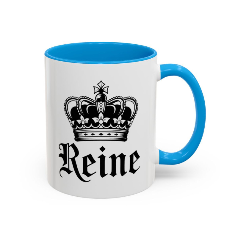 Tasse Reine avec Couronne – Mug Femme Élégant et Royal – Cadeau Reine du Quotidien – Noir Bleu Rouge – 325 ml