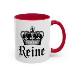 Tasse Reine avec Couronne – Mug Femme Élégant et Royal – Cadeau Reine du Quotidien – Noir Bleu Rouge – 325 ml