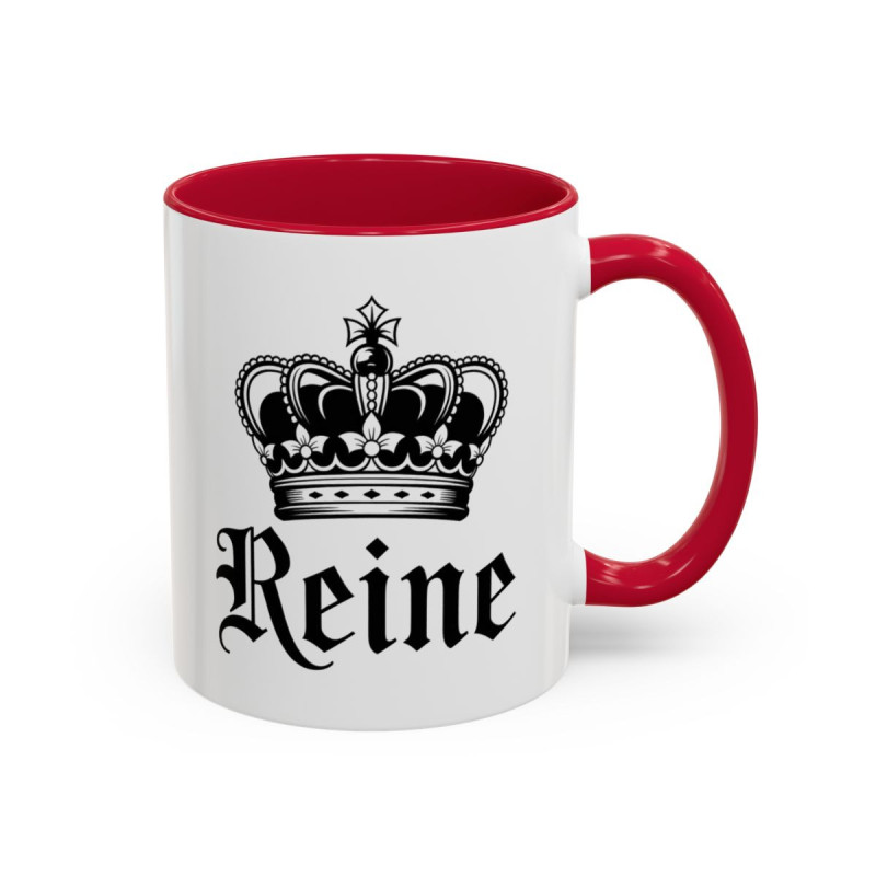 Tasse Reine avec Couronne – Mug Femme Élégant et Royal – Cadeau Reine du Quotidien – Noir Bleu Rouge – 325 ml