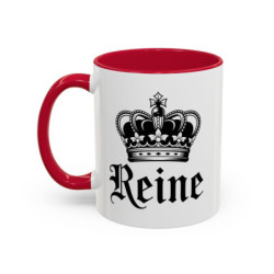 Tasse Reine avec Couronne – Mug Femme Élégant et Royal – Cadeau Reine du Quotidien – Noir Bleu Rouge – 325 ml