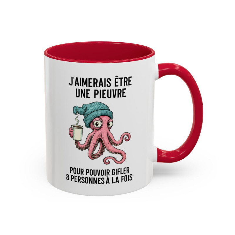 Mug Poulpe et Café – Tasse Céramique Illustration Originale – Humour Matinal & Style Artistique – Cadeau Bureau