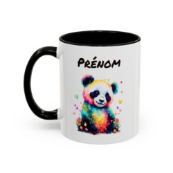 Tasse Personnalisable Panda Aquarelle avec Prénom – Mug Animal Coloré – Cadeau Mignon