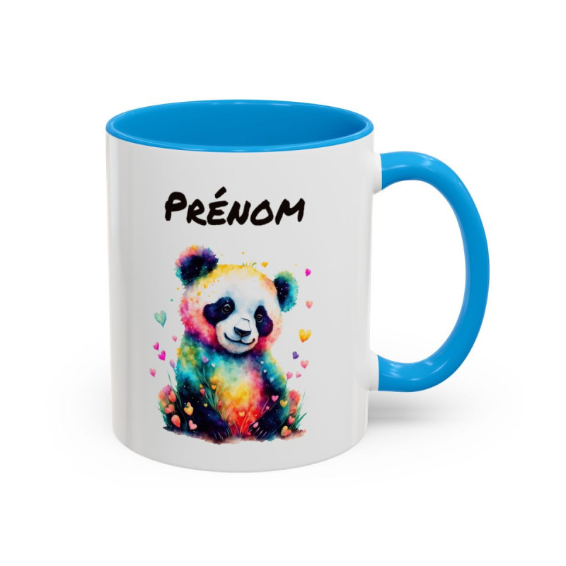 Tasse Personnalisable Panda Aquarelle avec Prénom – Mug Animal Coloré – Cadeau Mignon