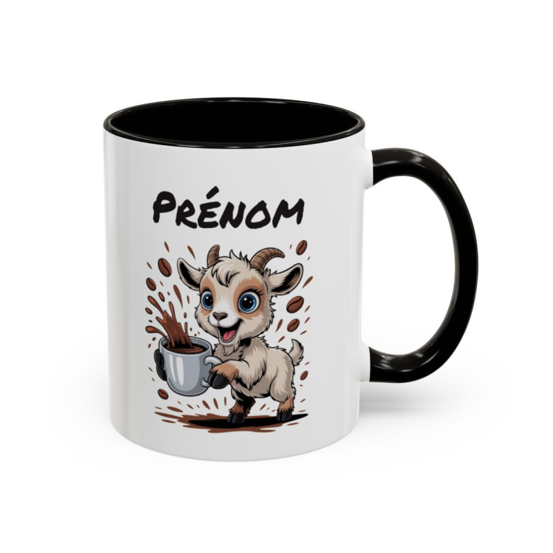 Tasse Personnalisable Chèvre avec Prénom – Mug Animal Drôle Café – Cadeau Original Humoristique