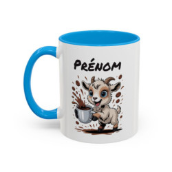 Tasse Personnalisable Chèvre avec Prénom – Mug Animal Drôle Café – Cadeau Original Humoristique