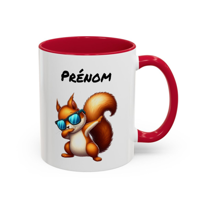 Tasse Personnalisable Écureuil Dab Cartoon – Mug Animal Drôle – Cadeau Original Enfant ou Adulte – Céramique 325ml
