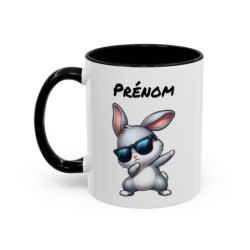 Tasse Personnalisable Lapin Dab Cartoon – Mug Animal Drôle – Cadeau Original Enfant ou Adulte